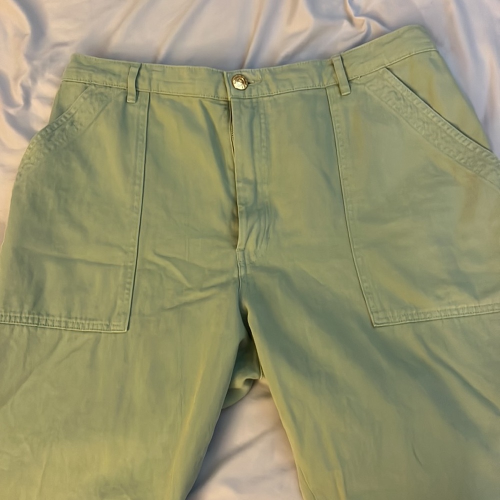 Big Bud Press Work Pants Sage Green High Rise Wide Leg Straight Utility